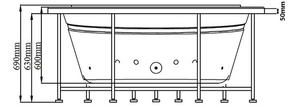 BPS-koupelny Hydromasážní vana HYD-DE916-155 155x155 s ohřevem vody, hnědý panel