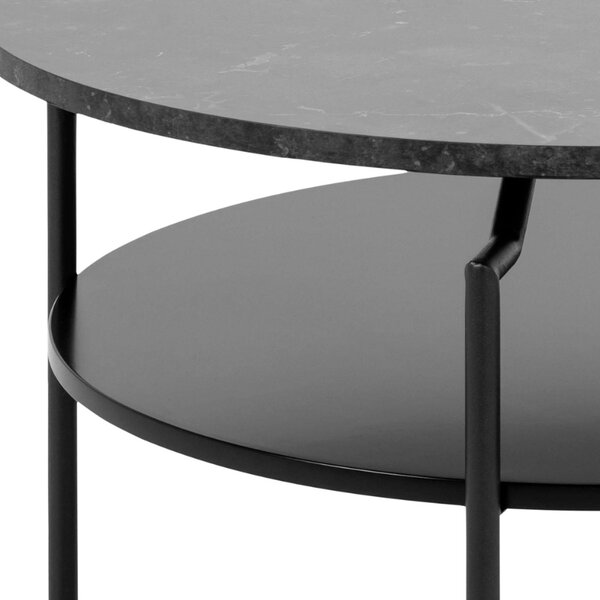 Scandi Černý konferenční stolek Welding 80 cm s mramorovým dekorem