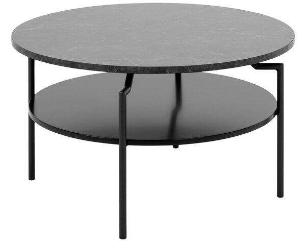 Scandi Černý konferenční stolek Welding 80 cm s mramorovým dekorem