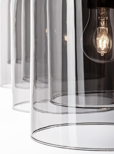 Kouřově šedé skleněné závěsné světlo Nova Luce Velor 70 cm