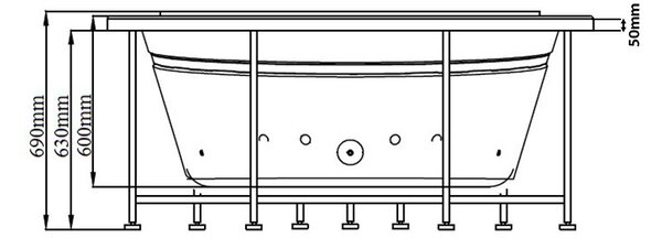 BPS-koupelny Hydromasážní vana HYD-DE916-155 155x155 s ohřevem vody, černý panel