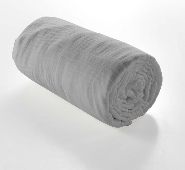 Šedé napínací mušelínové prostěradlo 140x190 cm Angelia – douceur d'intérieur