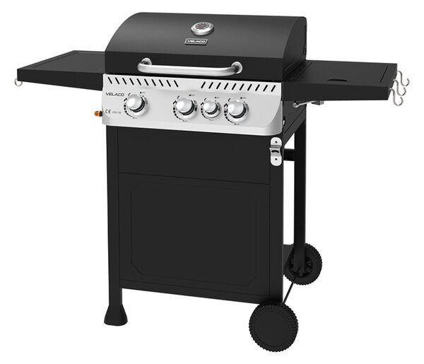 Velaco Plynový BBQ gril s boční plotýnkou, poličkou a krycí plachtou - APOLLO-B, 3+1 hořák