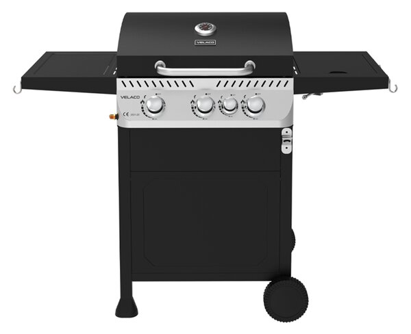 Velaco Plynový BBQ gril s boční plotýnkou, poličkou a krycí plachtou - APOLLO-B, 3+1 hořák