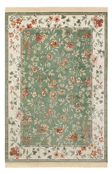 Zeleno-krémový koberec z viskózy 135x195 cm Oriental – Nouristan