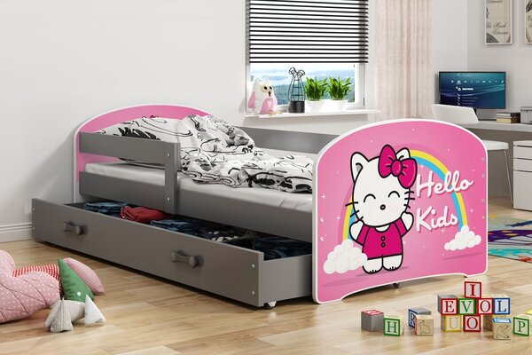 BMS Group Dětská postel Luki 160x80 - Grafit - Kočička