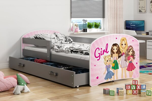 BMS Group Dětská postel Luki 160x80 - Grafit - Girls
