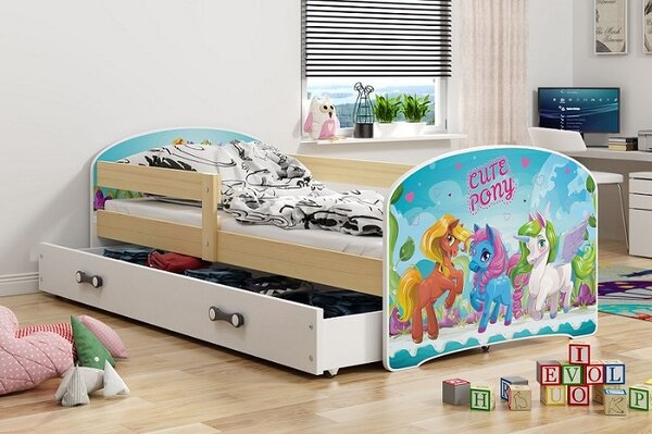 Dětská postel Felix 1 80x160 s úložným prostorem - 1 osoba - Borovice, Poník