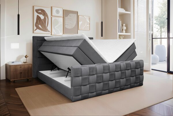 POSTEL BOXSPRING, 160/200 cm, barvy grafitu Livetastic - Manželské postele, Online Only