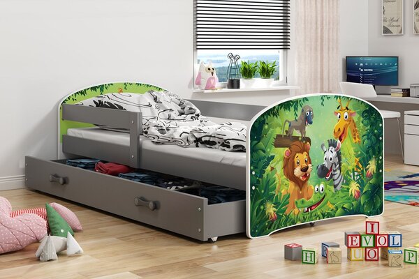 BMS Group Dětská postel Luki 160x80 - Grafit - Džungle