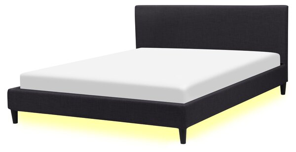 LED postel Tkanina FITOU 160 x 200 cm Černá