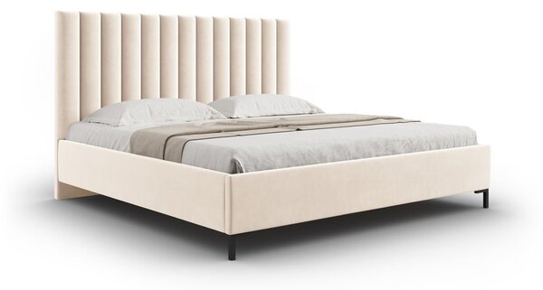 Béžová čalouněná dvoulůžková postel s úložným prostorem s roštem 180x200 cm Casey – Mazzini Beds