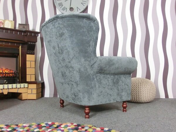 (2104) VARY VELVET Chesterfield šedé křeslo ušák Max Winzer