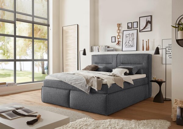 POSTEL BOXSPRING, 180/200 cm, antracitová MID.YOU - Manželské postele, Online Only