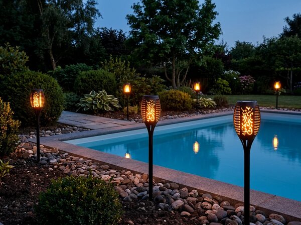 Solární lampa FLARION s efektem plamene 48,5 cm