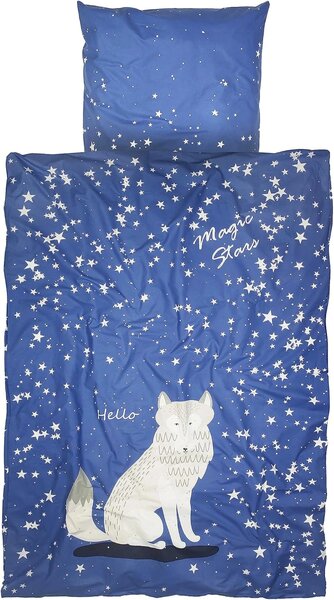 Svítící bavlněné povlečení do postýlky MAGIC STARS modré Rozměr povlečení: 40 x 60 cm | 100 x 135 cm