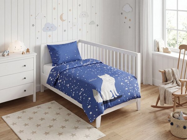 Svítící bavlněné povlečení do postýlky MAGIC STARS modré Rozměr povlečení: 40 x 60 cm | 100 x 135 cm