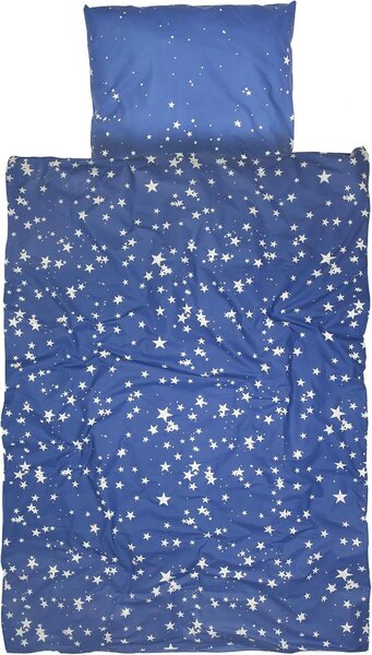 Svítící bavlněné povlečení do postýlky MAGIC STARS modré Rozměr povlečení: 40 x 60 cm | 100 x 135 cm