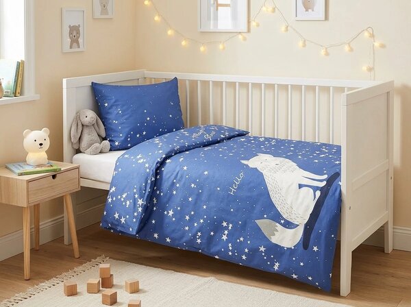 Svítící bavlněné povlečení do postýlky MAGIC STARS modré Rozměr povlečení: 40 x 60 cm | 100 x 135 cm