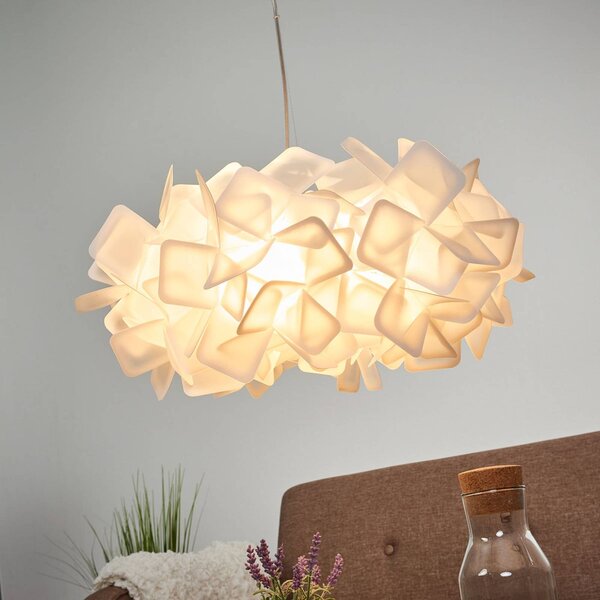 Slamp Clizia - designové závěsné světlo, bílé, stmívatelný, Bílá / opál, Obývací pokoj / jídelna, Plast, Design