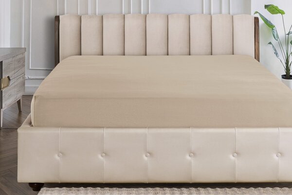 Barevné napínací prostěradlo Klinmam Home Jersey, barva warm sand, 100x200 cm