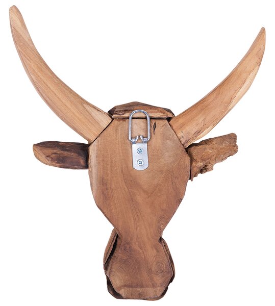 Nástěnná figurka Býk BULL HEAD Teakové dřevo 34 cm Hnědá