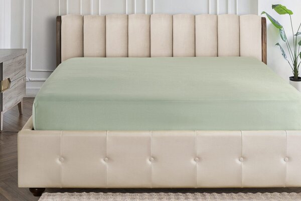 Barevné napínací prostěradlo Klinmam Home Jersey, barva saga green, 100x200 cm
