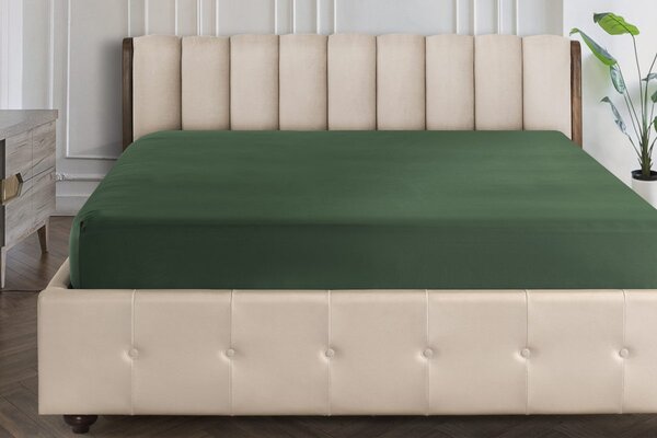 Barevné napínací prostěradlo Klinmam Home Jersey, barva moss green, 100x200 cm