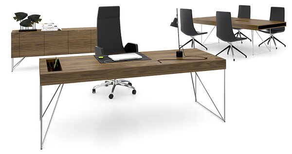 NARBUTAS - Pracovní stůl AIR EXECUTIVE s elektrokrabicí 220x80 cm