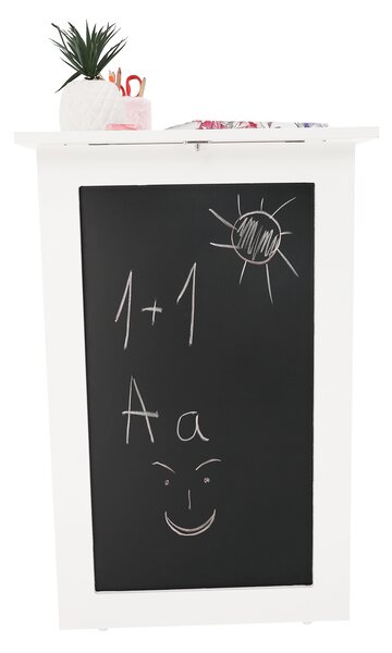KONDELA Skládací stůl na zeď, s křídovou tabulí, bílá, ZALMAN