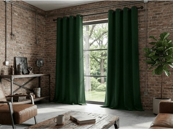 Závěs OXFORD LIGHT 140x250 cm, tmavě zelený Zavěšení: Řasící páska