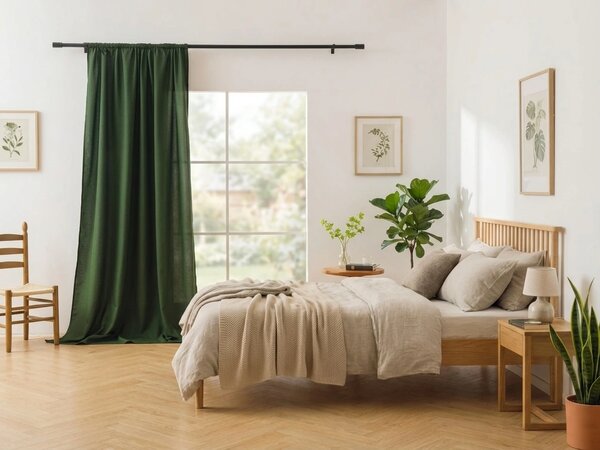 Závěs OXFORD LIGHT 140x250 cm, tmavě zelený Zavěšení: Řasící páska