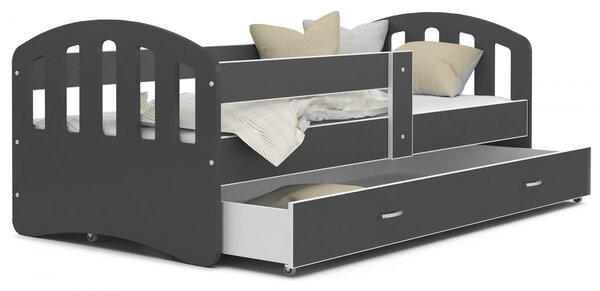 Dětská postel se šuplíkem HAPPY - 180x80 cm - šedá