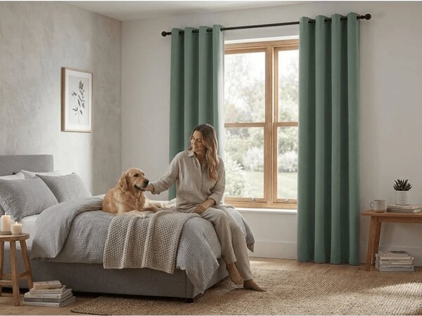 Šedozelený závěs OXFORD 140x250 cm Zavěšení: Kovové kroužky