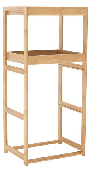 KONDELA Regál, lakovaný bambus/látka šedá, KELANA