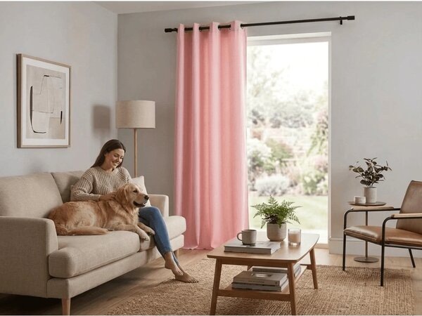 Závěs OXFORD LIGHT 140x250 cm, růžový Zavěšení: Řasící páska