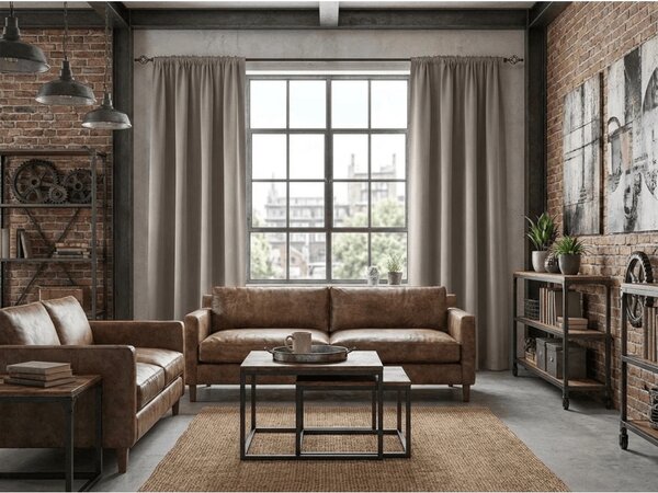 Šedohnědý závěs OXFORD 140x250 cm Zavěšení: Řasící páska