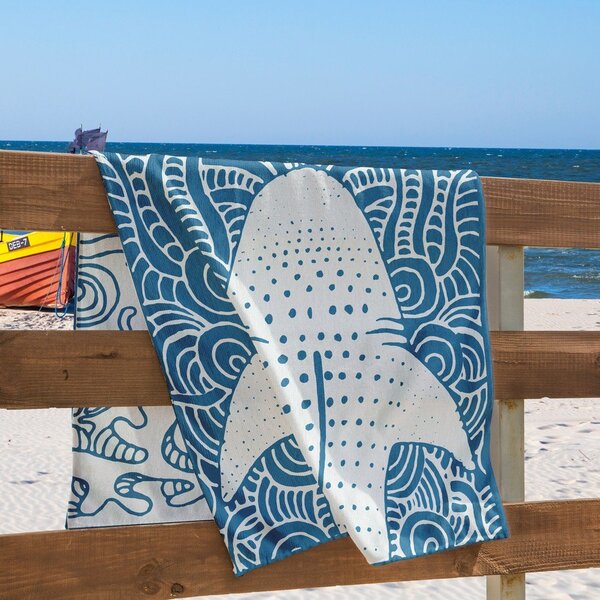 Modrá plážová osuška 90x180 cm Shark – DecoKing