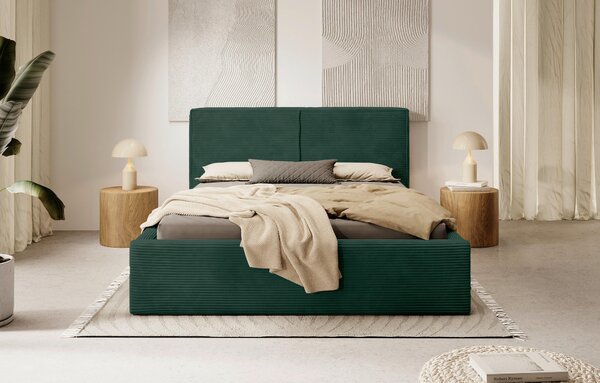ČALOUNĚNÁ POSTEL, 180/200 cm, tmavě zelená P & B - Postele s úložným prostorem, Online Only