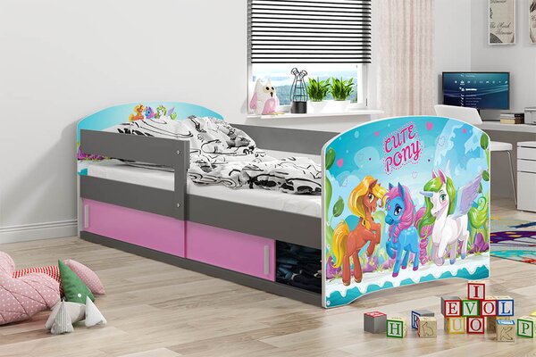 BMS Group Dětská postel Luki 1 160x80 - Grafit - Poník