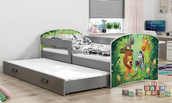 BMS Group Dětská postel Luki 2 - Grafit - 160x80 - Džungle