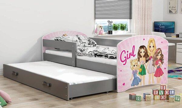 Dětská postel Felix 1 80x160 - 2 osoby, s přístýlkou - Grafit, Dívky