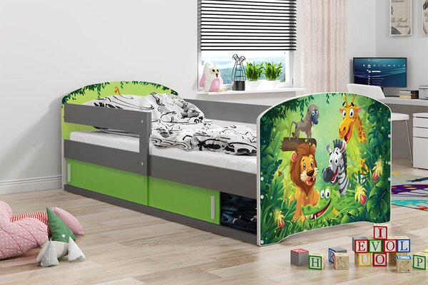 BMS Group Dětská postel Luki 1 160x80 - Grafit - Džungle
