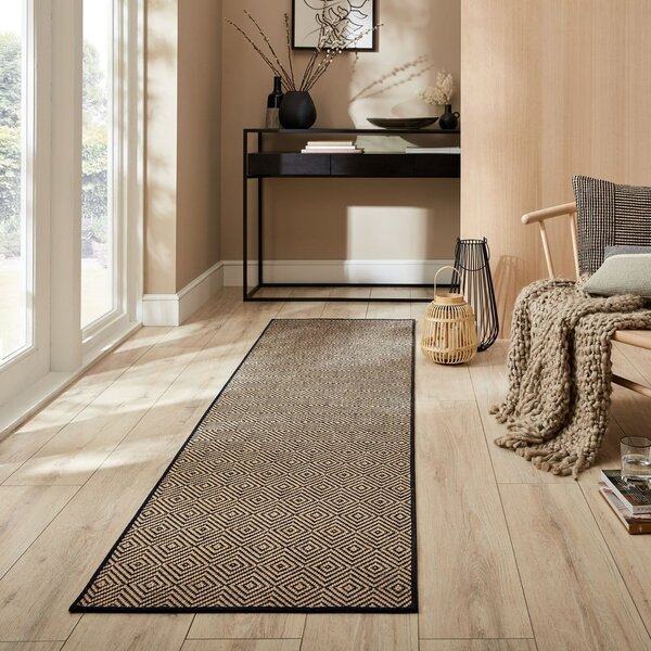 Jutový běhoun na schody v černo-přírodní barvě 60x800 cm Diamond – Flair Rugs