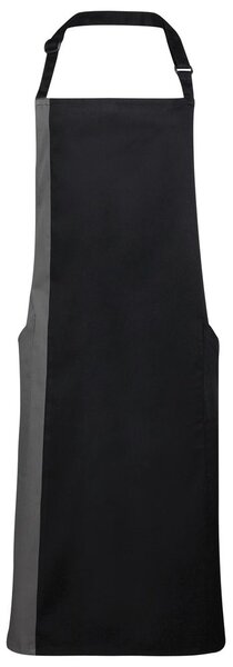 Premier Workwear Dvoubarevná kuchařská zástěra s laclem - Černá / tmavě šedá