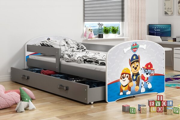 Dětská postel Luki - Grafit (Tlapková patrola) 160x80 cm