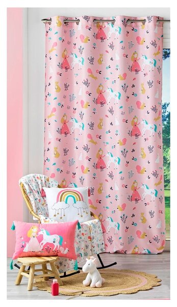 Růžový závěs 140x260 cm Princesse Licorne – douceur d'intérieur