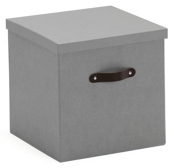 AJ Produkty Úložná krabice TIDY, 315x315x315 mm, šedá s koženými úchytkami