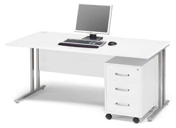 AJ Produkty Kancelářská sestava FLEXUS, stůl 1600x800 mm + 3zásuvkový kontejner, bílá