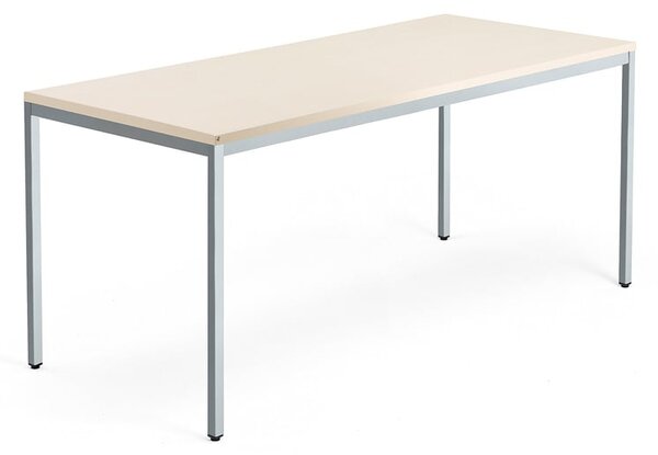 AJ Produkty Psací stůl QBUS, 4 nohy, 1800x800 mm, stříbrný rám, bříza